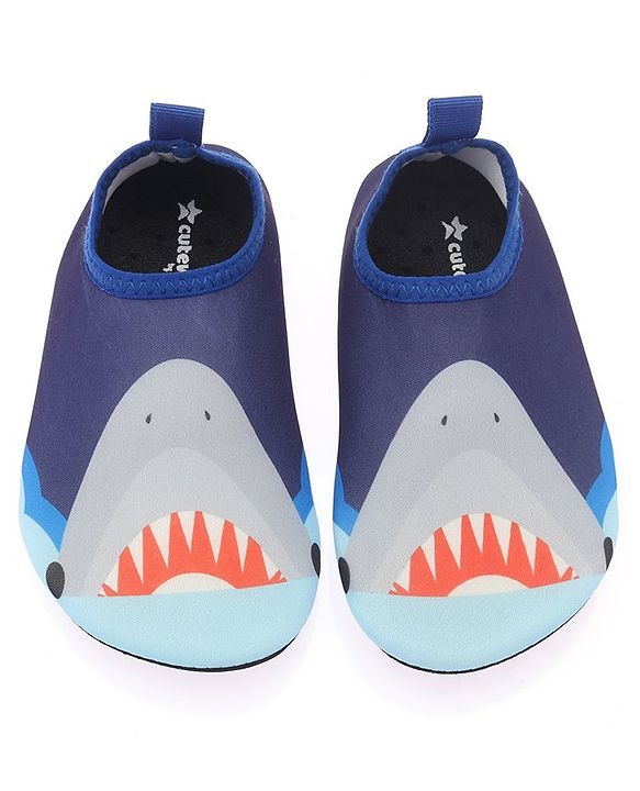 Cute Walk by Babyhug Slip On Water Shoes Shark Print - Navy