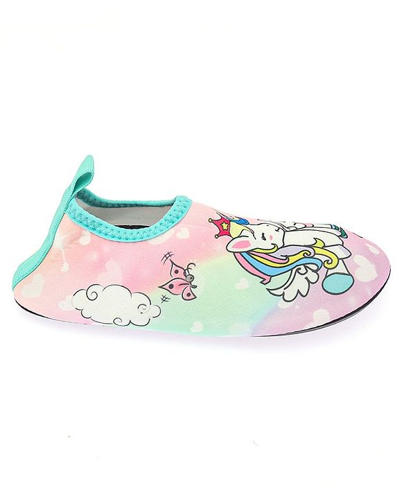 Cute Walk by Babyhug Slip On Water Shoes Unicorn Print - Pink