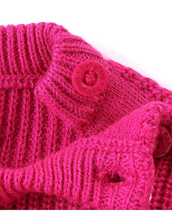 Babyhug Knit Full Sleeves Striped Sweater Set - Pink