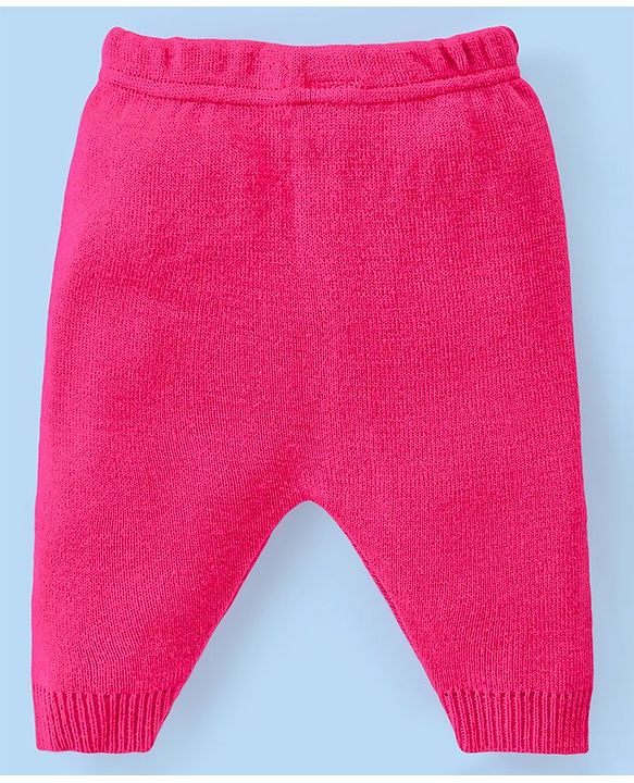 Babyhug Knitted Full Sleeves Pullover Sweater Set With Stripes Design - Pink