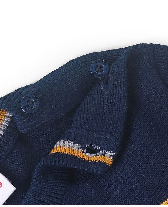 Babyhug Cotton Knitted Full Sleeves Pullover Light Weight  Sweater With Colour Block Design & Stripes - Multicolour