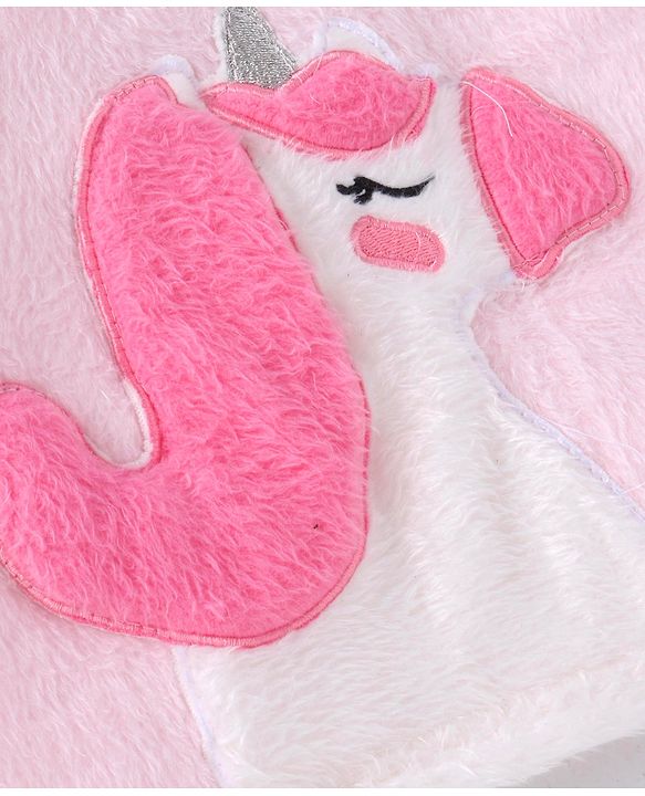 Babyhug Velour Knit Full Sleeves Winter Wear Night Suit with Unicorn  Applique - Pink