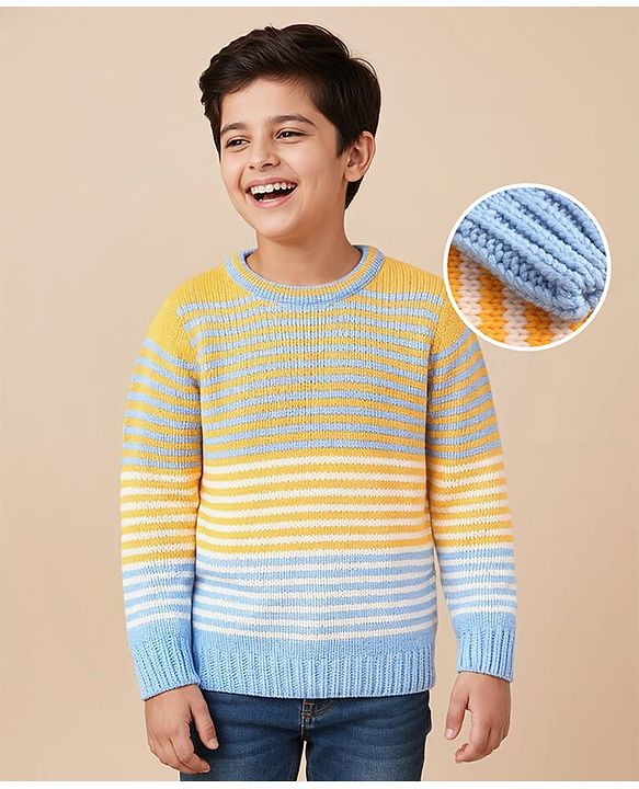 Pine Kids Knit Full Sleeves Striped Pullover - Multicolour