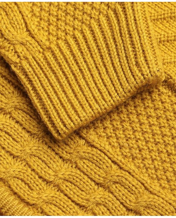 Pine Kids Full Sleeves Front Open  Hood Sweater - Mustard
