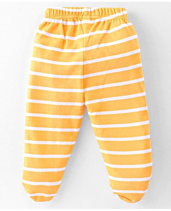 Babyhug Interlock Knit Full Length Bootie  Leggings with Striped & Animal Print Pack of 3 - Blue & Orange