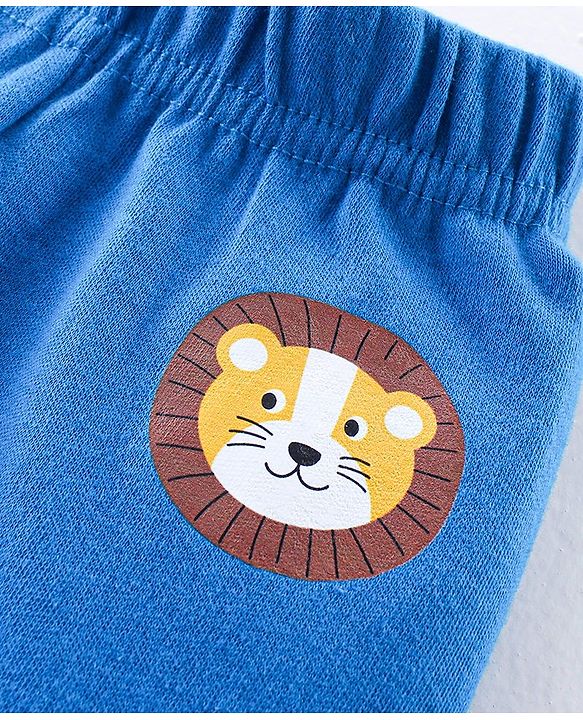 Babyhug Interlock Knit Full Length Bootie  Leggings with Striped & Animal Print Pack of 3 - Blue & Orange