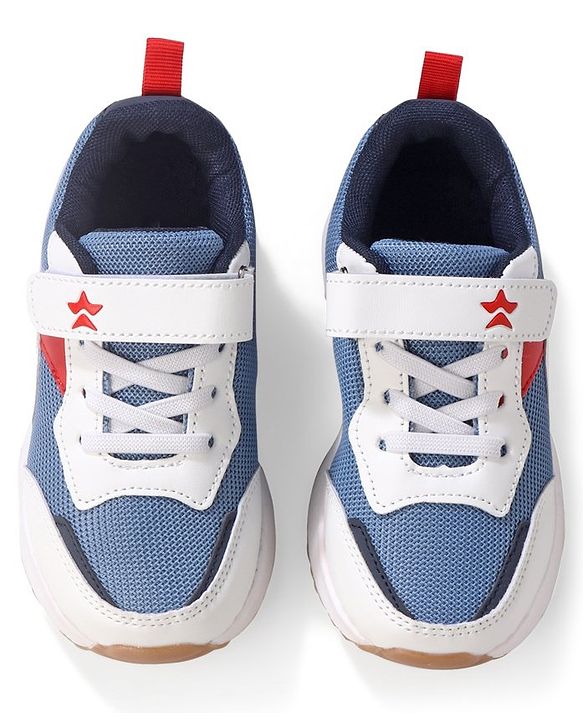 Cute Walk by Babyhug Slip On Sneakers with Velcro Closure - White & Blue