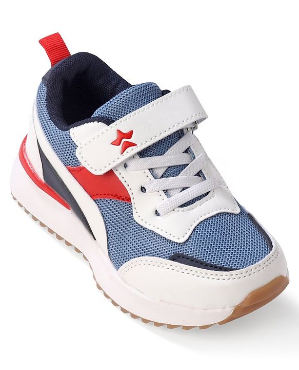 Cute Walk by Babyhug Slip On Sneakers with Velcro Closure - White & Blue
