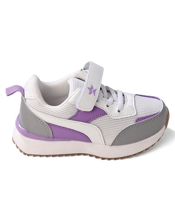 Cute Walk by Babyhug Slip On Sneakers with Velcro Closure - White & Purple
