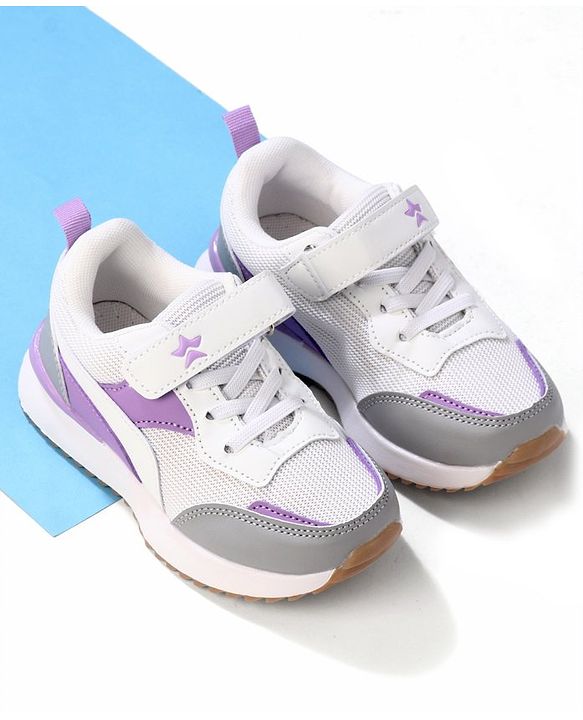 Cute Walk by Babyhug Slip On Sneakers with Velcro Closure - White & Purple