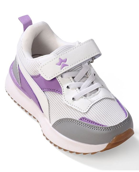 Cute Walk by Babyhug Slip On Sneakers with Velcro Closure - White & Purple