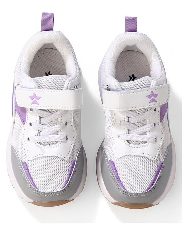 Cute Walk by Babyhug Slip On Sneakers with Velcro Closure - White & Purple