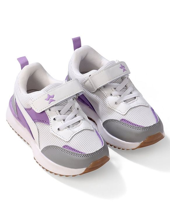 Cute Walk by Babyhug Slip On Sneakers with Velcro Closure - White & Purple