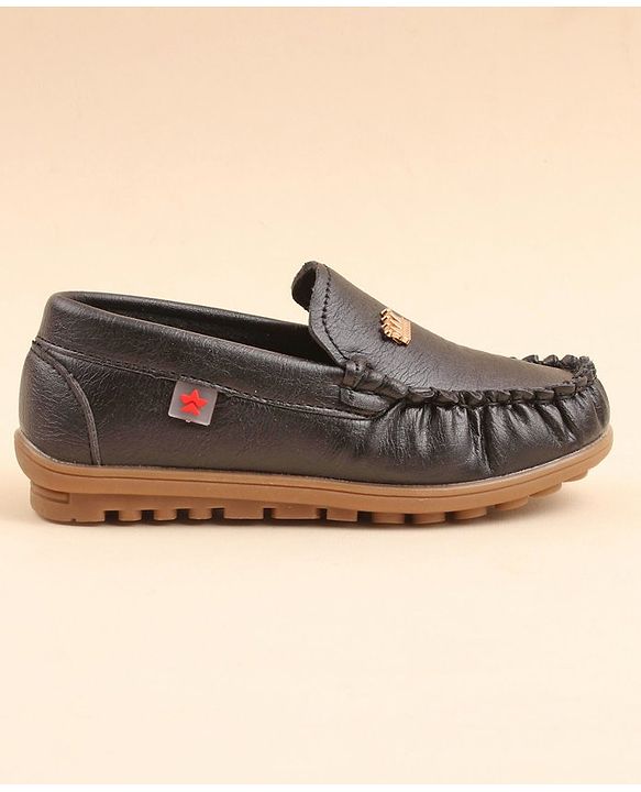 Cute Walk by Babyhug Slip On  Loafers with Crown Applique - Black