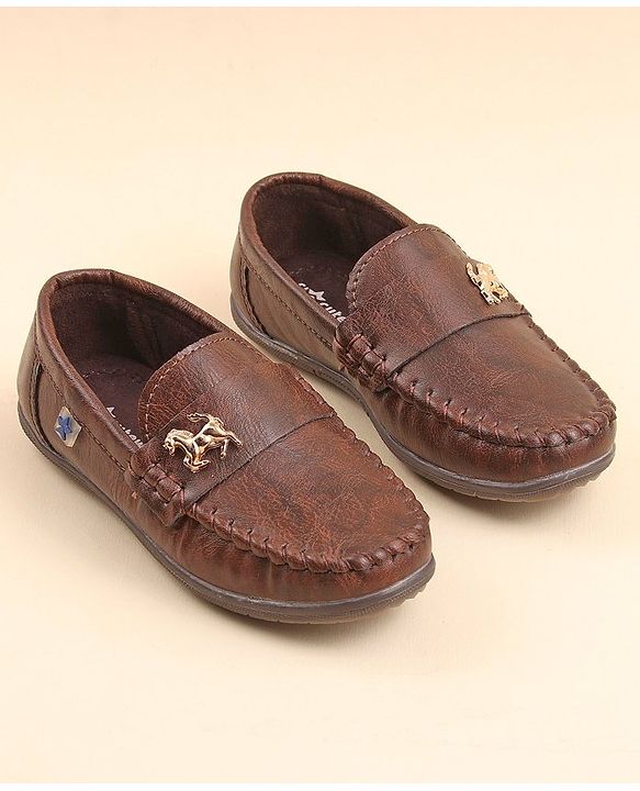 Cute Walk by Babyhug Slip On Formal & Party Wear Shoes with Horse Applique - Coffee