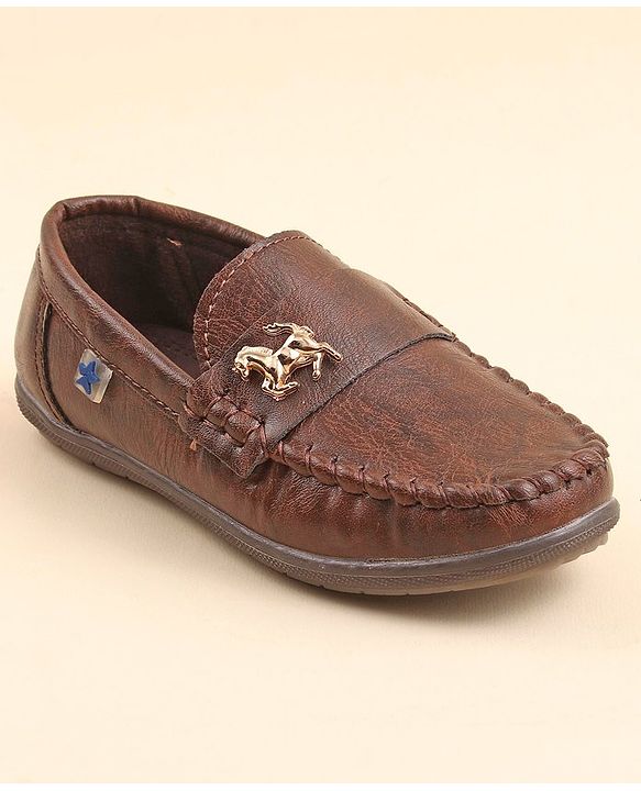 Cute Walk by Babyhug Slip On Formal & Party Wear Shoes with Horse Applique - Coffee