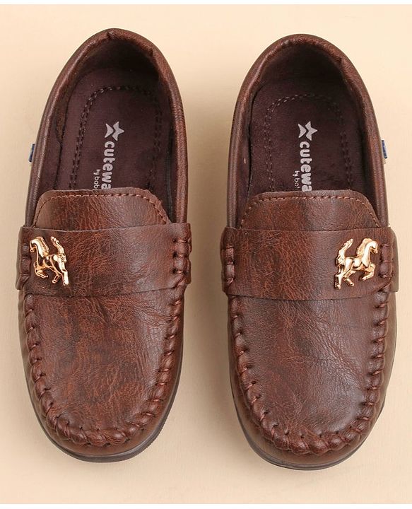 Cute Walk by Babyhug Slip On Formal & Party Wear Shoes with Horse Applique - Coffee