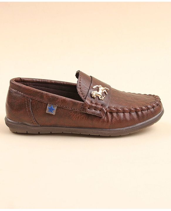 Cute Walk by Babyhug Slip On Formal & Party Wear Shoes with Horse Applique - Coffee