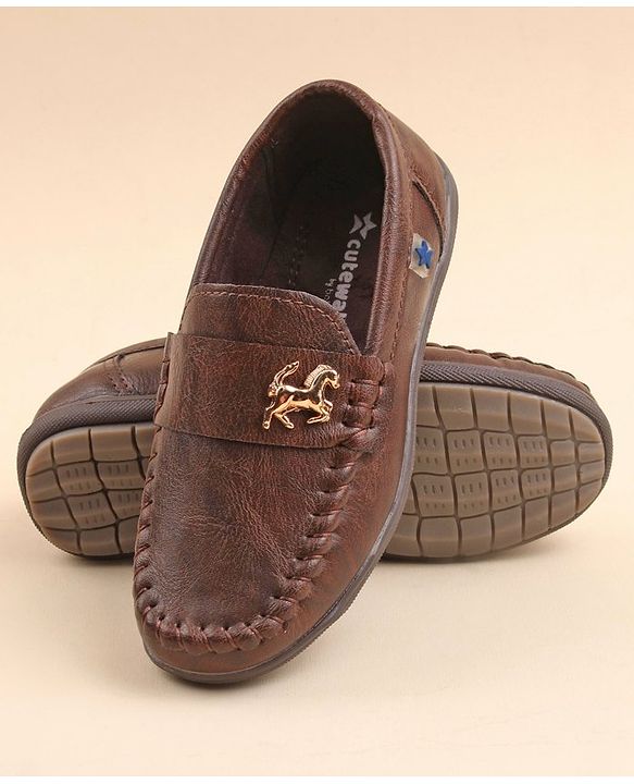 Cute Walk by Babyhug Slip On Formal & Party Wear Shoes with Horse Applique - Coffee
