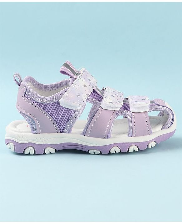 Cute Walk by Babyhug Slip On Hearts Printed Sandals with Velcro Closure - Purple