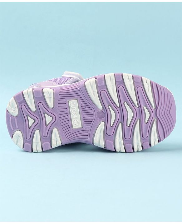 Cute Walk by Babyhug Slip On Hearts Printed Sandals with Velcro Closure - Purple