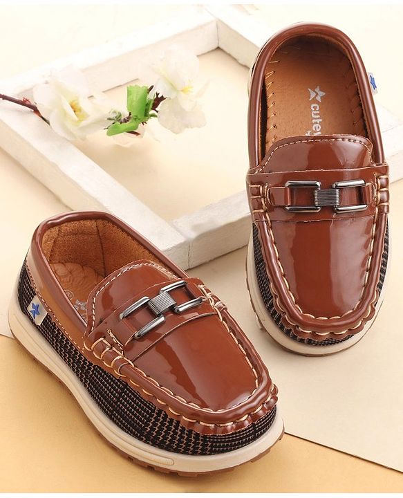Cute Walk by Babyhug Slip On Formal & Party Wear Shoes with Applique - Brown