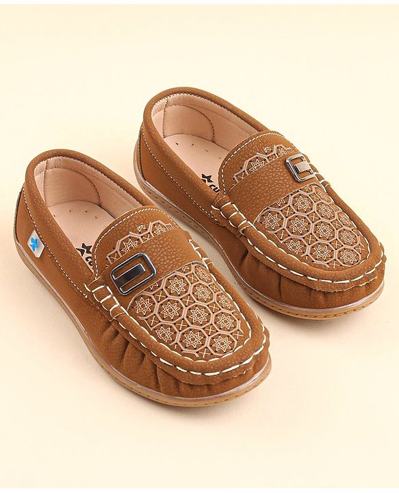 Cute Walk by Babyhug Slip On Loafer Shoes with Star Print - Brown