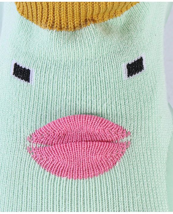 Cute Walk by Babyhug Sock Shoes With Face Design - Green