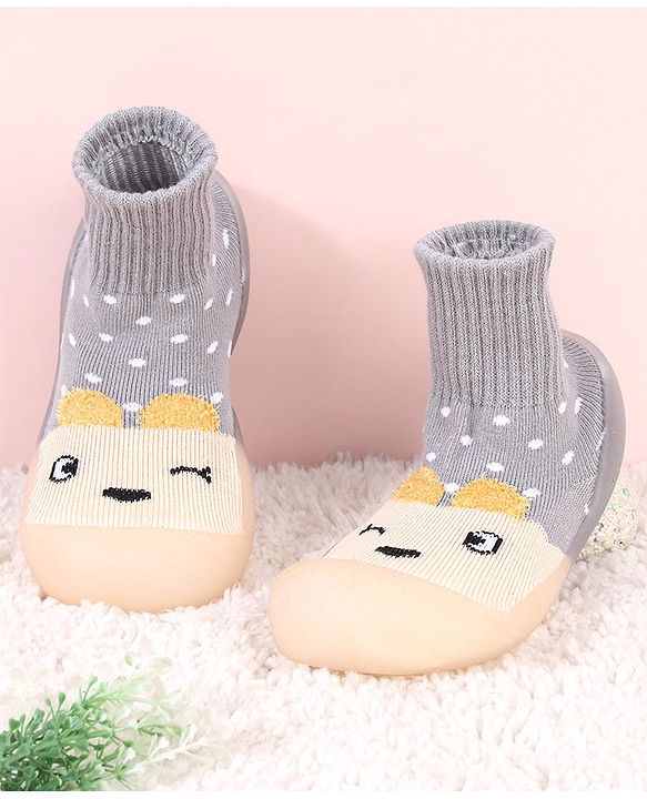 Cute Walk by Babyhug Sock Shoes - Grey