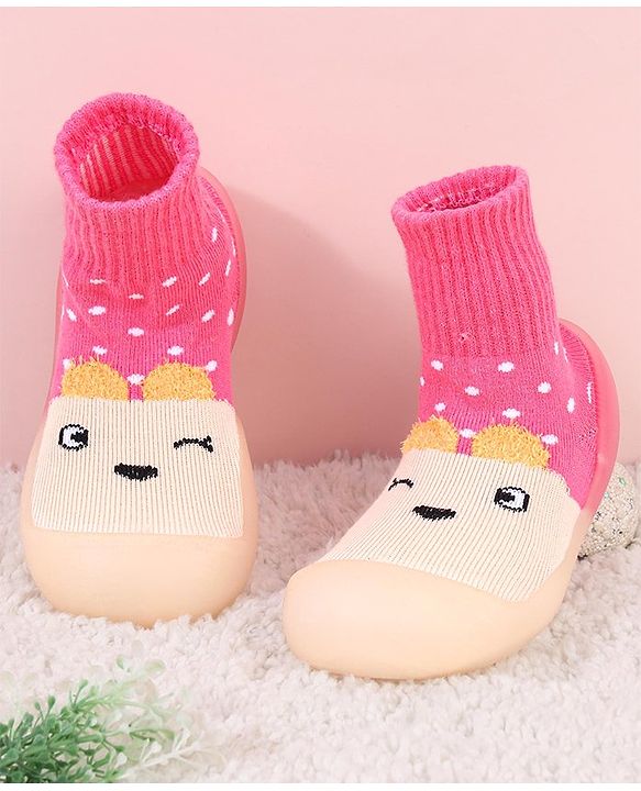 Cute Walk by Babyhug Sock Shoes - Pink
