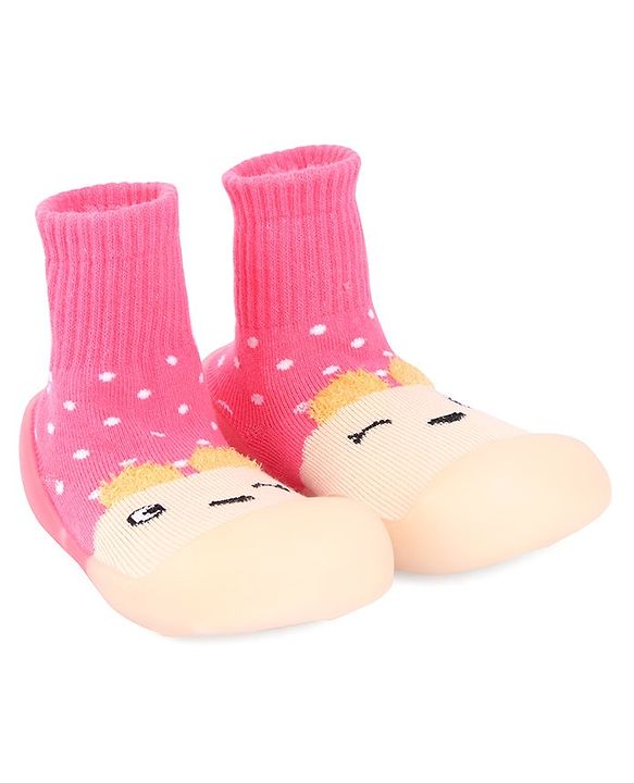 Cute Walk by Babyhug Sock Shoes - Pink