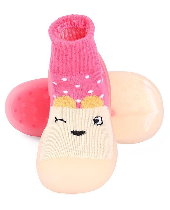 Cute Walk by Babyhug Sock Shoes - Pink