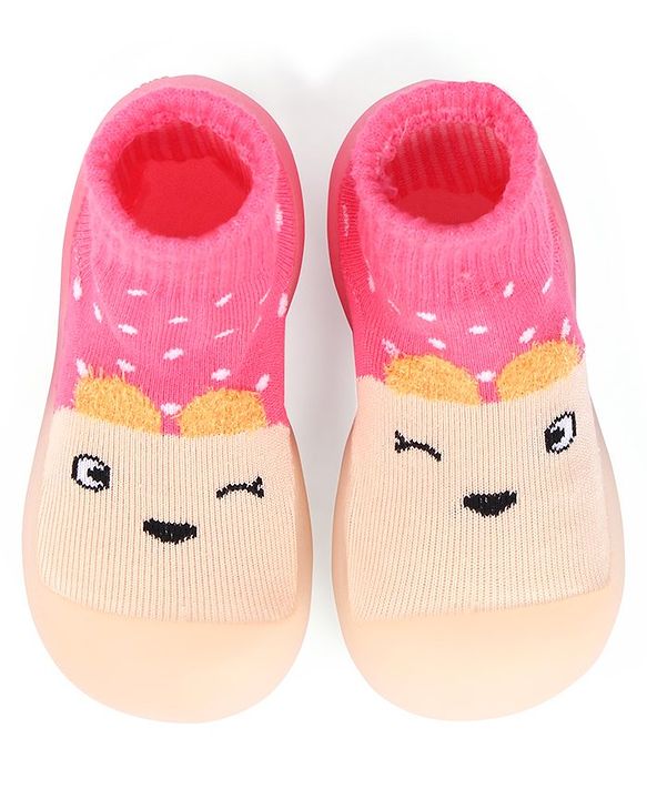 Cute Walk by Babyhug Sock Shoes - Pink