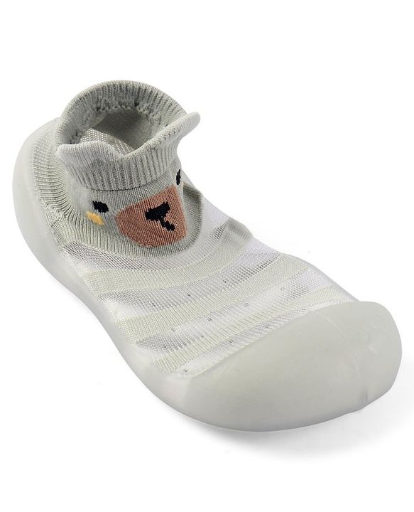 Cute Walk by Babyhug Slip On Socks Shoes  with Teddy Bear Design - Blue