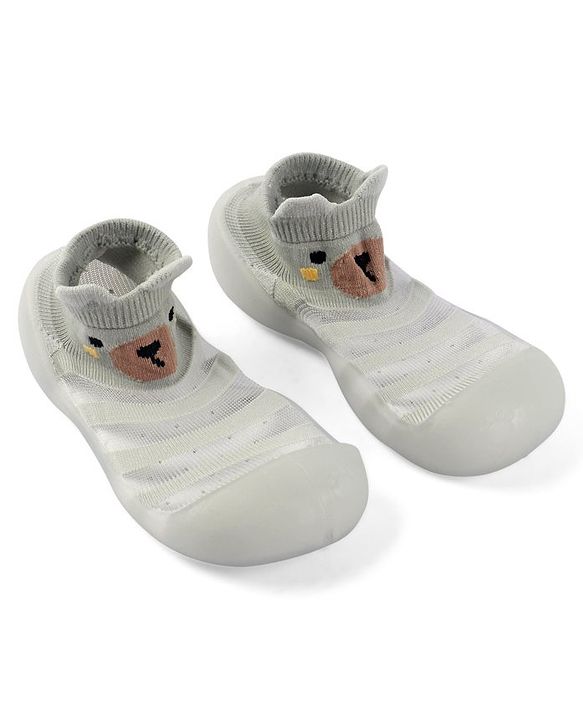 Cute Walk by Babyhug Slip On Socks Shoes  with Teddy Bear Design - Blue
