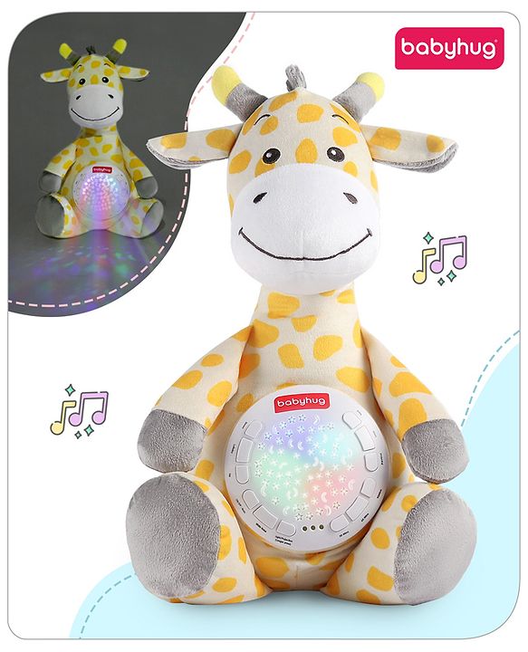 Babyhug Giraffe Music Projector Soft Toy Yellow & Grey - Height 39.5 cm