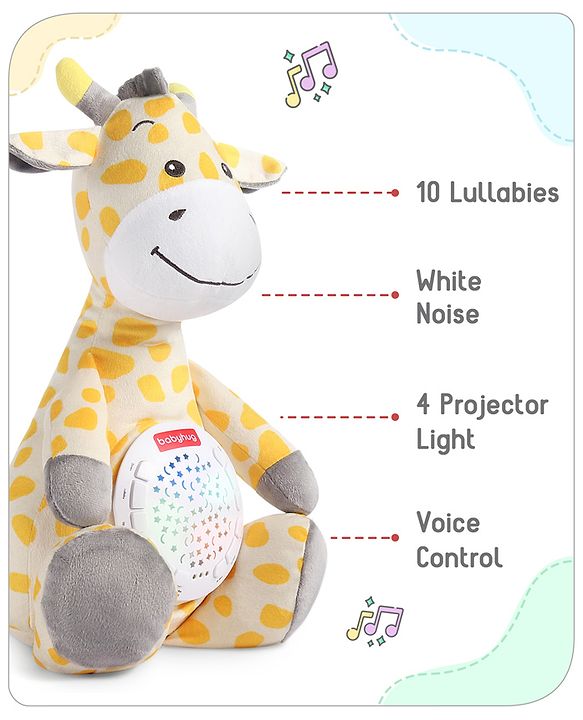 Babyhug Giraffe Music Projector Soft Toy Yellow & Grey - Height 39.5 cm