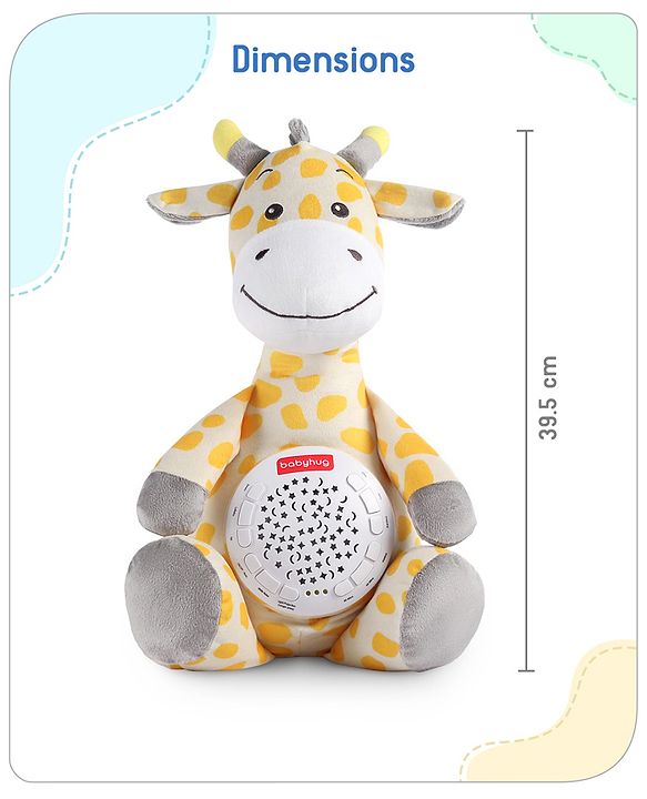 Babyhug Giraffe Music Projector Soft Toy Yellow & Grey - Height 39.5 cm
