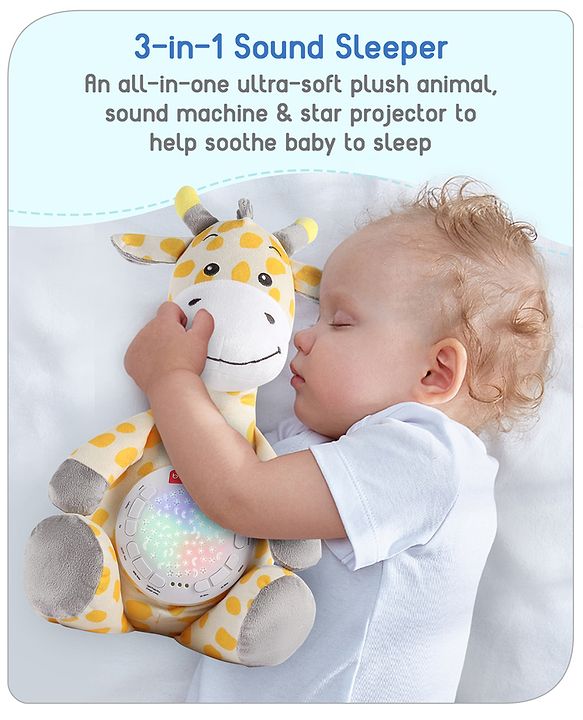 Babyhug Giraffe Music Projector Soft Toy Yellow & Grey - Height 39.5 cm