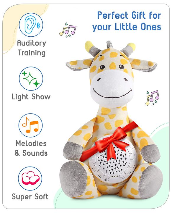 Babyhug Giraffe Music Projector Soft Toy Yellow & Grey - Height 39.5 cm