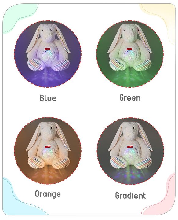 Babyhug Bunny Music Projector Soft Toy White - Height 34 cm