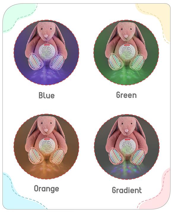 Babyhug Bunny Music Projector Soft Toy - Pink | Plush Bunny With Soothing Light Projector & Lullabies | Perfect Bedtime Companion That Comforts & Relaxes Babies| Height 34cm | BIS Certified