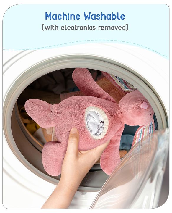 Babyhug Bunny Music Projector Soft Toy - Pink | Plush Bunny With Soothing Light Projector & Lullabies | Perfect Bedtime Companion That Comforts & Relaxes Babies| Height 34cm | BIS Certified