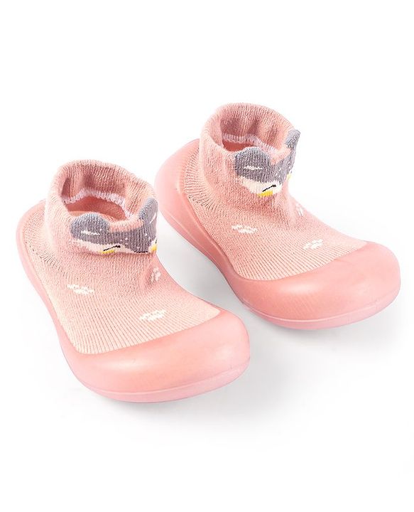 Cute Walk by Babyhug Slip On Socks Shoes with Fox Design - Pink