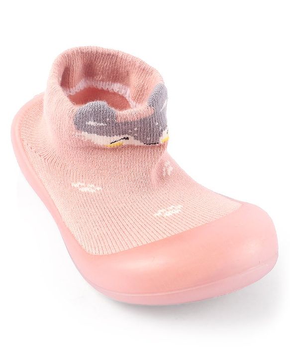Cute Walk by Babyhug Slip On Socks Shoes with Fox Design - Pink