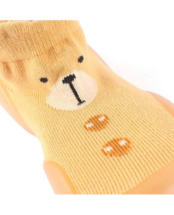 Cute Walk by Babyhug Slip On Socks Shoes with Bear Design - Orange