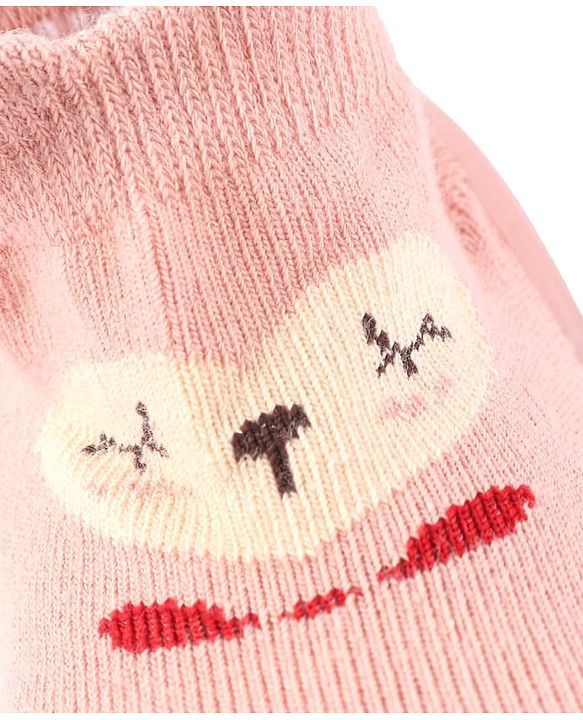 Cute Walk by Babyhug Slip On Socks Shoes with Bear Design - Pink