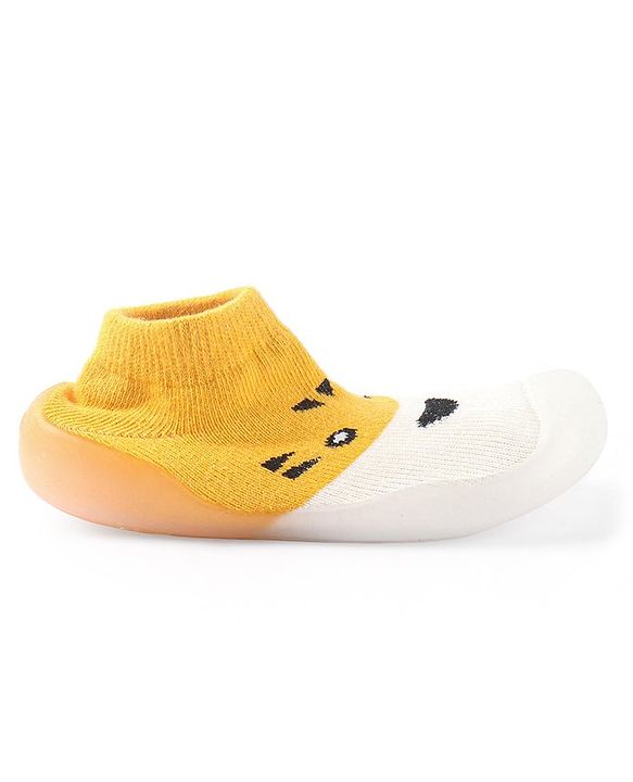 Cute Walk by Babyhug Slip On Socks  Shoes with Tiger Design - Yellow