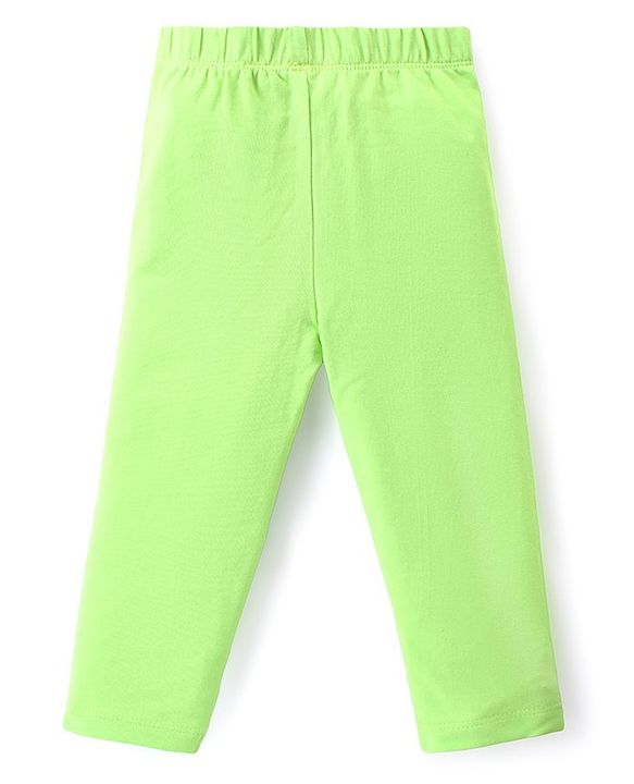 Babyhug Cotton Lycra Full Length Skinny Fit Leggings Floral & Polka Dot Print Pack of 3 - Dark Pink White & Light Green