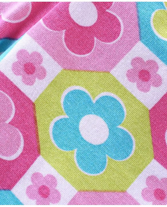 Babyhug Cotton Lycra Full Length Skinny Fit Leggings Floral & Polka Dot Print Pack of 3 - Dark Pink White & Light Green